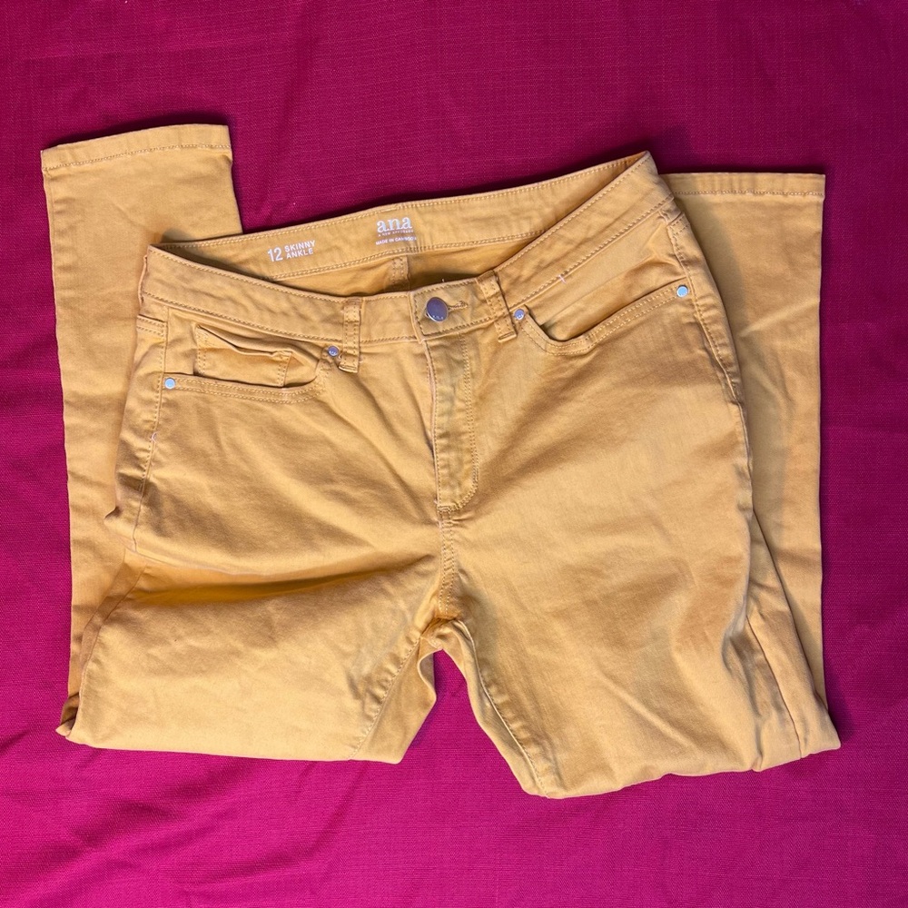 a.n.a Mustard Skinny Ankle Pants Skinny Jeans Size 12